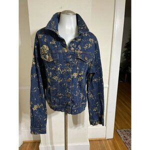CREST. Women Denin Printing Metalic blue‎  jacket, S ize L